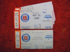 MLB 1988 Detroit Tigers Vs Mariners &amp; Blue Jays Ticket Stubs $ 7.95 Each! - £6.12 GBP