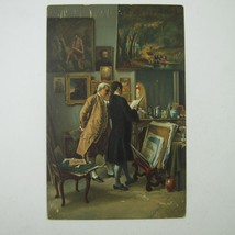 Postcard Art Litho Artist Showing His Work Jean-Louis Ernest Meissonier Antique - £7.98 GBP