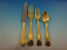 King by Kirk Sterling Silver Flatware Service 8 Set Gold Vermeil Shell M... - £2,205.00 GBP