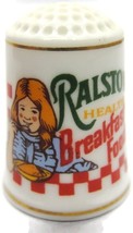 Ralston Purina Breakfast Cereal St Louis MO Vtg Porcelain Thimble Gold T... - £15.81 GBP