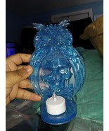 Handmade Blue Resin Owl and Skull Candle Holder - $30.00
