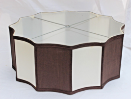 Rare 22” X 8-3/4” Retro 12 Sided Fluted Linen Lamp Shade Striped Brown &amp; Ivory - £31.96 GBP