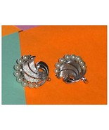 Trifari Faux Pearl Swirl Earrings Clip On  - £10.20 GBP