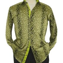 Men Shirt J.Valintin Turkey-Usa 100% Egyption Cotton High Collar 1646-08 Olive image 2