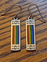 Vintage PSCL Peter Stone 925 Sterling Silver  RAINBOW Bar Dangle Earrings LGBTQ  - £78.84 GBP