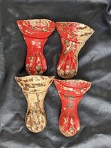 Lot De 4 Architectural Salvage Fonte Tube Griffe Balle Pieds Rouge Blanc... - $90.57