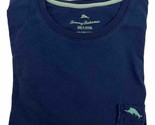 Tommy Bahama Shirt Mens 2XL Blue Knit Short Sleeve Pocket Pima Cotton T-... - $10.88
