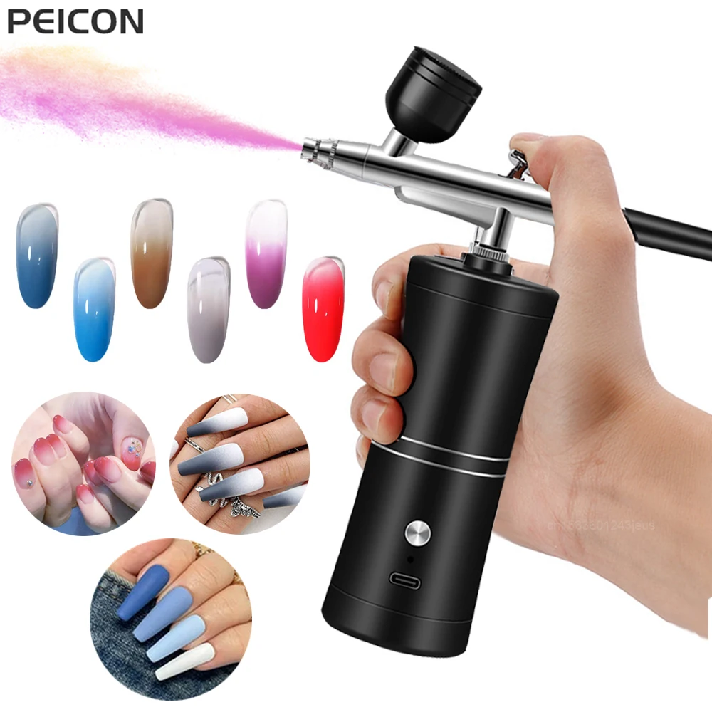 Airbrush Nail With Compressor Portable AirBrush Compressor Kit For Nails Art Pai - £42.60 GBP