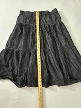 Time & Tru Women's Black Cotton Full Button Front Tiered Skirt Size 12 Waist 32" image 12