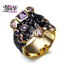 DreamCarnival 1989 Purple Pink CZ Cocktail Ring for Women Gothic Vintage... - $24.66