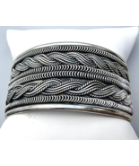 VINTAGE MULTI PATTERN 925 STERLING SILVER CUFF  BRACELET - $3,591.60 MXN