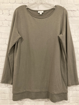 J Jill Womens Medium Pullover Tunic Top Green Long Sleeves Pima Cotton P... - $24.74