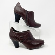 Clarks Bendables Womens Brown Leather Side Zip Heel Bootie, Size 7.5&quot; - £22.90 GBP