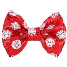 NEW Minnie Mouse Girls Red Sequin Hair Bow Clip 5 Inches - $4.79