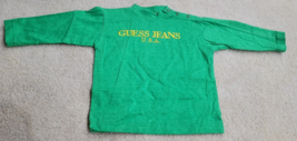 Rare 90s Vintage GUESS JEANS USA Green Long Sleeve T Shirt Size Baby Sma... - $27.82