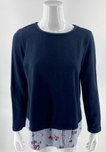 J Jill Top Sz Small Navy Blue Faux Layered Pullover Long Sleeve Pullover Womens - £19.78 GBP
