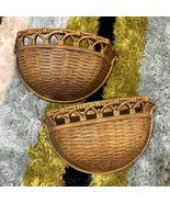 Vintage Homco Plastic Faux Woven Wicker Basket Wall Pocket Planter 1978 USA - $27.35 CAD