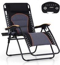 Mfstudio Oversized Zero Gravity Chair Xxl Patio Recliners Padded Folding, Black - £113.09 GBP