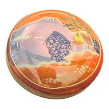 Porcelain Trinket Box Round Made Japan 3&quot; Dia 1.5&quot; Height Hand Painted Vulcano - £10.08 GBP