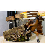 Country Western Brown Horse Pulling Cart Wagon Salt Pepper Shakers Holde... - £21.95 GBP