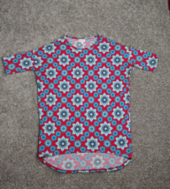 LulaRoe Irma Shirt Women XXS Pink Blue Floral Tunic Short Sleeve Top Hi ... - £5.47 GBP