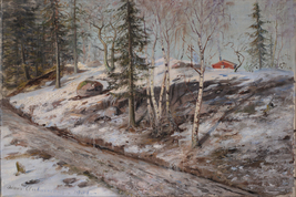 Spring Thaw Landscape Oil Painting 1901 Swedish Artist by Ankarcrona - $880.00