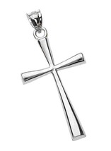 .925 Sterling Silver Simple Classic Flared Cross Pendant - - £49.10 GBP