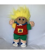 Vtg Russ Boy Child Kid Plush Troll Doll Large 12&quot; Blue Eyes 259 Yellow Hair - $352.53 MXN