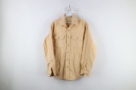 Vtg 70s Streetwear Mens Medium Faded Heavyweight Chamois Cloth Button Sh... - £42.80 GBP