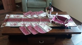 Table Cloth Runner Set, Armenian Design, Pomegranate &amp; Alphabet Table Ru... - £67.15 GBP