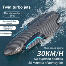 2.4G RC High Speed Racing Boat 30Km/H Waterproof Rechargeable Model Radio  - £113.14 GBP