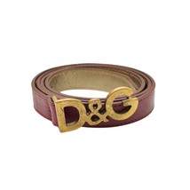 DOLCE &amp; GABBANA WOMAN&#39;S Dark Red Leather Brass Tone HW Skinny BELT Size 90 - $108.90