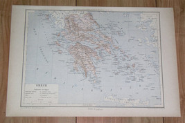 1887 Original Antique Map Of Greece / Aeg EAN Sea / Turkey - £13.45 GBP