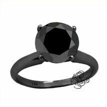 3ct Black Enhanced Diamond Solitaire Engagement Ring 14K Black Gold - £318.13 GBP