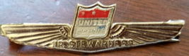 Vintage UNITED AIRLINES Junior Stewardess Silver Kiddie Metal Wings Pin, Kinney - £8.73 GBP
