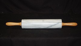 Marble Stone Rolling Pin Dough Baking Utensil Tool Wooden Turn Handles K... - £30.95 GBP