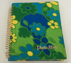 Vintage bright color groovy flower cover spiral bound photo album pictur... - £19.90 GBP