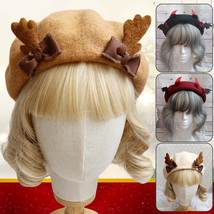 Lolita Girl Warm Wool Blended Beret Cap Cute Devil Bat Wing Lolita Cosplay Beret - £13.78 GBP+