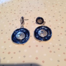 blueberry & silver toned dangling pierced earrings - £15.97 GBP