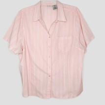 White Stag Womens Size 4X Blouse V-Neck Button Front Short Sleeve Pink Stripe - £10.49 GBP