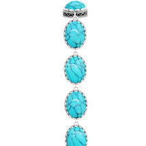 5 Colors Oval Synthetic Turquoises Bracelets For Women Flower Bead Antique Silve - £9.92 GBP