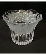 Mikasa Studio Nova Winter Rose Etched Crystal Cut Glass Vase Bowl - $35.08 CAD