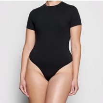 SKIMS Cotton Jersey T-Shirt Bodysuit Thong Stretch Soft Black L onyx Sho... - $662.46 MXN