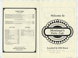 Montoya&#39;s Patio Cafe Menu San Felipe NW Old Town Albuquerque NM 1993 - £12.65 GBP