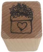 DOTS Rubber Stamp Flower Pot With Heart Floral Garden Nature Card Making Small - £2.74 GBP