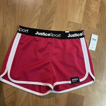 NWT Justice Girl&#39;s Size 10 Fold-over Mesh Shorts Red - $7.92