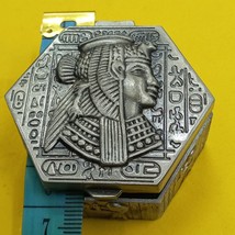 Nefertiti Jewelry Box Silver Pharaonic Trinket Hinged Oval Rhinestone Pl... - £52.73 GBP