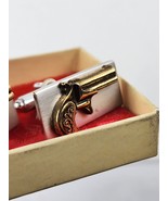 Vintage Pair Cufflinks Flint Lock Pistol Gold tone on silver backs brand... - £12.43 GBP