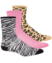 Jenni by Jennifer Moore Womens 3 Pack Animal-Print Crew Socks,Size 9-11 - $32.00