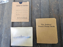 23MM86 WW1 MEMORABILIA: SOLDIERS&#39; FRENCH PHRASE BOOK &amp; INDIVIDUAL PAY BOOK - £73.50 GBP